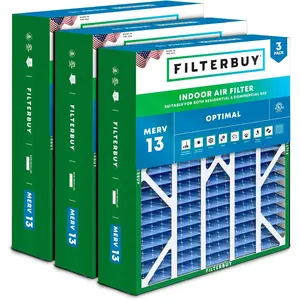 Filterbuy 20x25x6 Air Filter (3-Pack), Pleated MERV 13 Optimal Defense HVAC AC Furnace Air Filters for Aprilaire Space-Gard 201 / 2200 / 2250 & Lennox