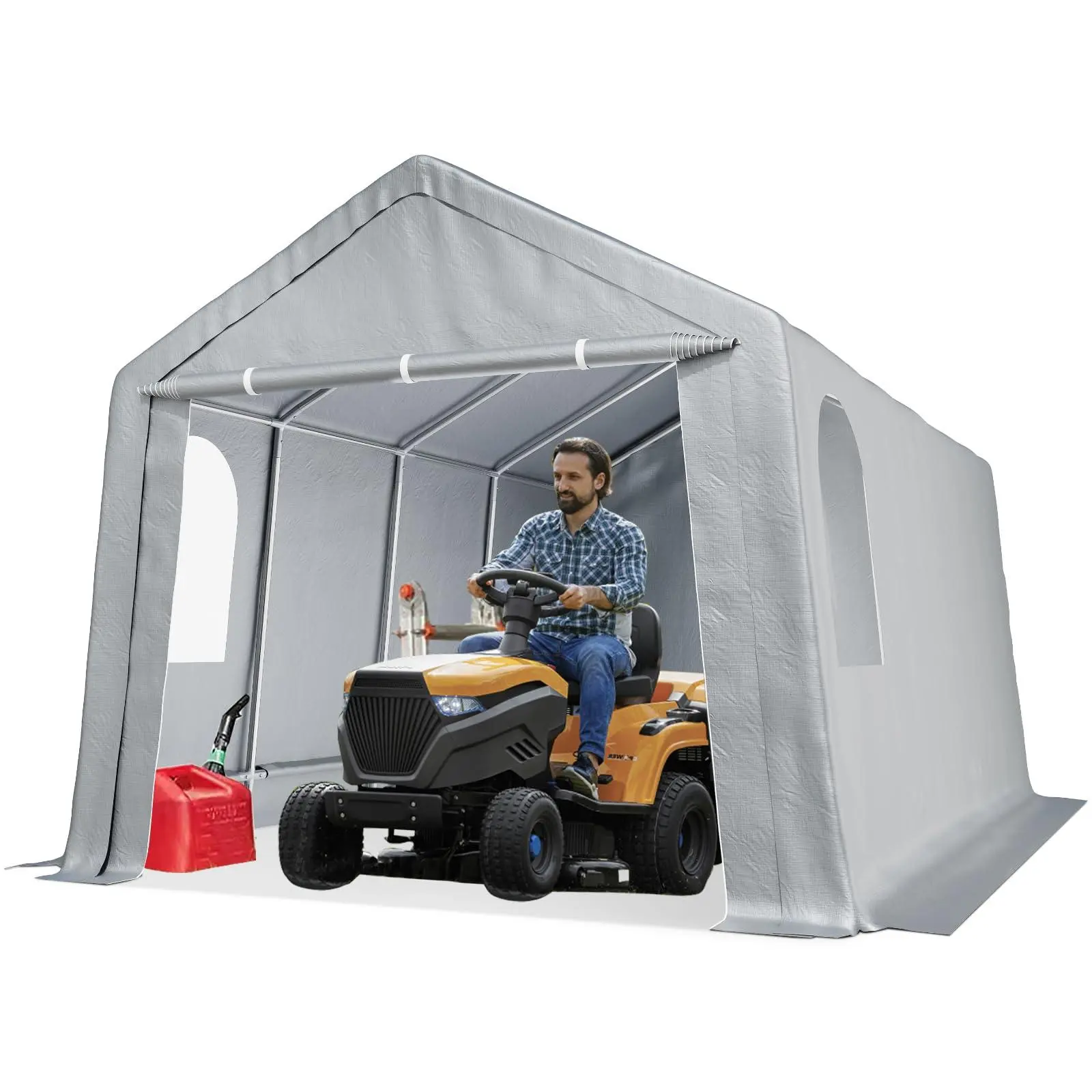 Sturdy 13x20 ft Foldable Carport Canopy, Heavy-Duty Waterproof Outdoor Storage Tent with Removable Sidewalls & Doors, All-Season Tarp for Sun Protection, Motorcycle & Bike Storage, Portable