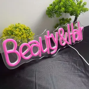 Vibrant Beauty Hair Neon Sign - USB Powered, LED Lit, Customizable Word for Salons, Barber Shops, Girls' Bedrooms, and Home Decor Perfect Ambiance Aesthetics