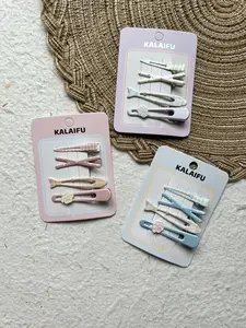 Kalaifu Geometric Hair Clips Set, 4-Piece Punk Style, Cat Paw Side Clamps, Invisible Duckbill Design, All-Season Hair Accessories