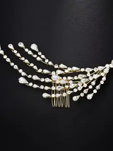 Luxury Rhinestone Hair Comb, Teardrop Zircon Design, Two Color Options, Wedding Party Photo Accessory, Elegant Hairstyling Tool