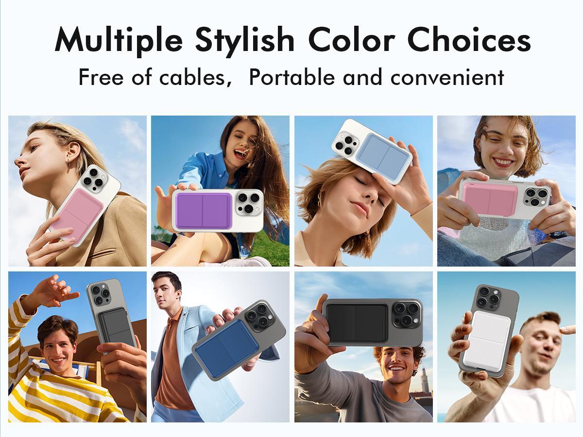 podoru 10000mAh Magnetic Power Bank for MagSafe, Wireless Portable Charger with LED Display, Foldable Stand, 20W PD Fast Charging, USB Output, USB-C & Lightning Input, Battery Pack for iPhone 17/16/15/14/13/12 Series