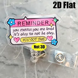 1pc Retractable Badge Holder with Retractable Clip & Belt Clip - Cute Mental Health Awareness Lanyard-like Name Tag for Nurses, Doctors, Coworkers - Durable ID Badge Reel with Motivational Phrases (You Got This, Remember) - Low