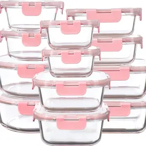 12 Pack Glass Storage Containers with Lids, Leak-Proof Meal Prep Containers, Dishwasher/Microwave/Oven/Freezer Safe Glass Food Storage Containers for Leftovers