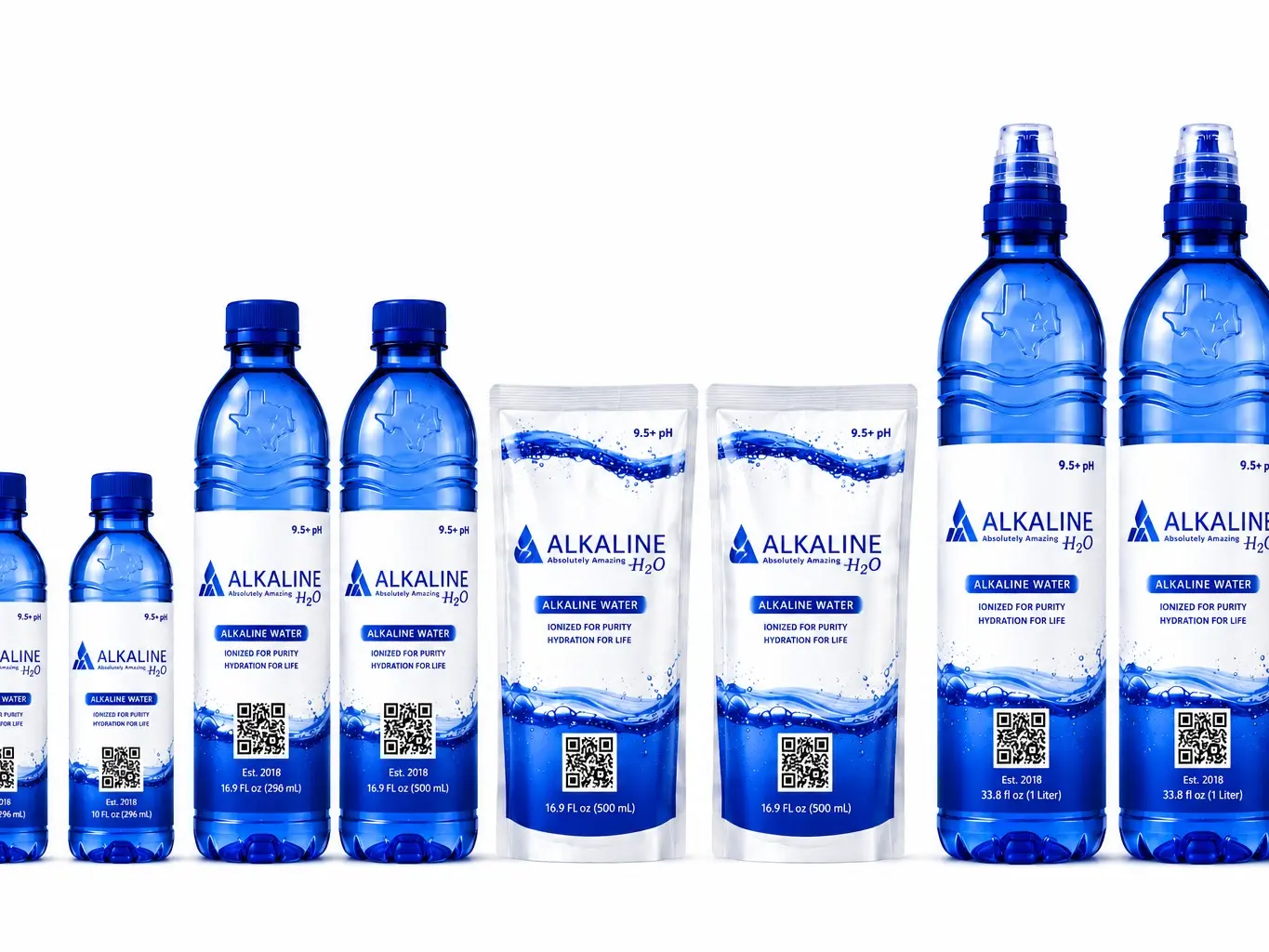 Absolutely Amazing Alkaline H2O Signature Blue Bottle Variety Sampler Pack – 8 Count