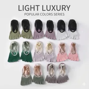 Cotton New Gradient Strappy Yoga Socks for Women Non-Slip Professional Toe Socks Ideal for Pilates & Winter Sports Premium Cotton Fabric All-Day Comfort