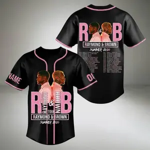 Custom Raymond & Brown Tour 2026 Baseball Jersey, Raymond R&B Concert Tee, RnB Fan Apparel, Streetwear Music Shirt, Gift For Fan