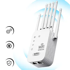 Standard WiFi Extender Repeater, Dual Ethernet Ports Supports AP & Router Mode, 300Mbps 2.4GHz Only, 1000 Sq.ft Coverage US Plug for Home Bedroom Office