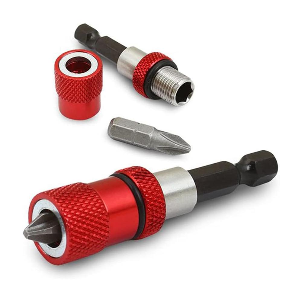 Fathersdaygift 2pcs Adjustable Screw Depth Screwdriver Bit Holder Magnetic Steel Screwdriver Drywall Bit 1/4 Inch Hex Shank with S2 Phillips 2 Screw Driver Bits Fathers Day Gifts
