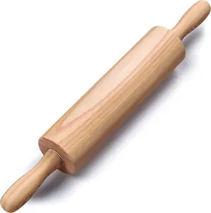 All Purpose 17.6 Inch Wooden Rolling Beech Wood Non Stick Rolling Pin For Baking Pizza, Pastry, Bread, and Cookies