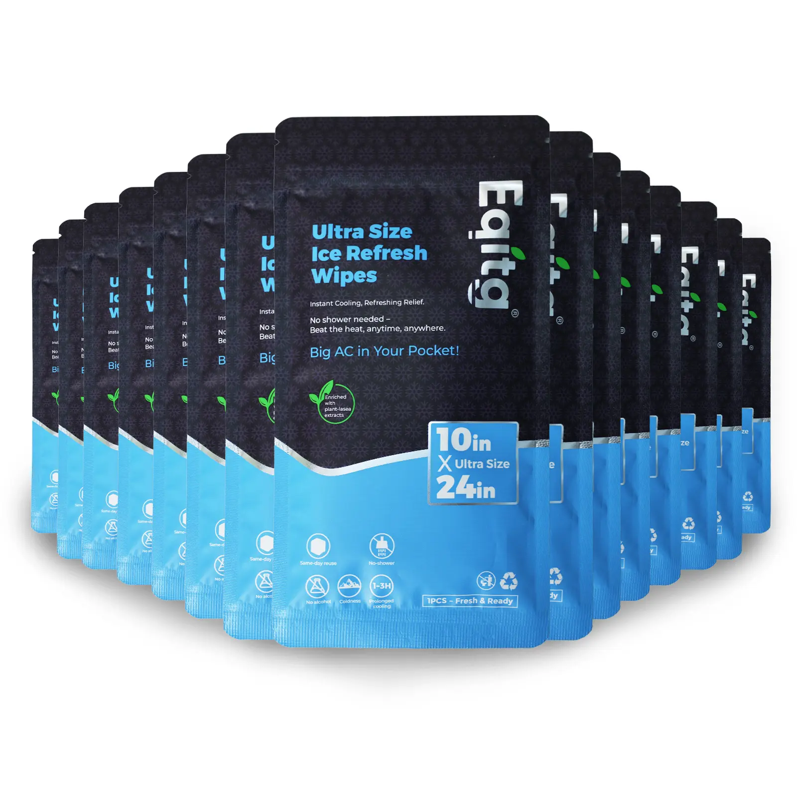 [Summer Launch Special] EQITG Towel for Hot Weather –Instant & Long-Lasting Cooling for Outdoor Performance, No Rinse Large Cooling Body Wipe, Must Have for Summer Travel, Cruise, Concert, Rave, Lake, Gardening & Daily Use，15 packs