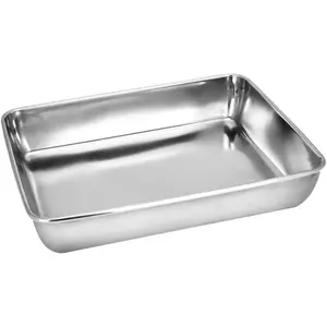 Heavy Duty Stainless Steel Sheet Pan Cookie Sheet with Deep Edge, Superior Mirror Finish, Dishwasher Safe for Toaster Oven Baking (14.25x11.22x2.36 inches)