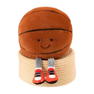13.7inch Basketball Plush Cushion with Legs, Soft Stuffed Decorative Throw Pillow, Cute Sports Ball Design for Sofa Bedroom Home Decor