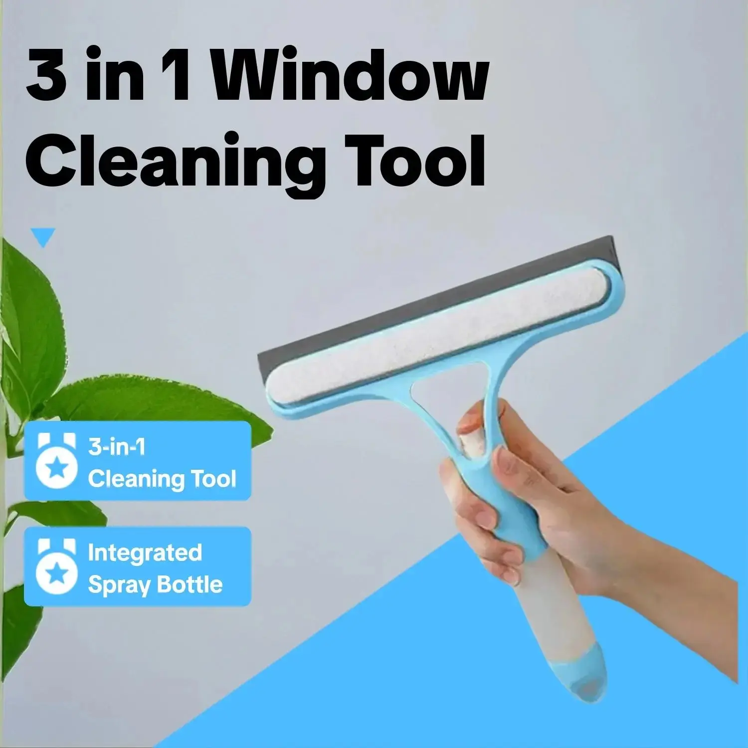 3 in 1 Window Cleaning Scraper Squeegee Scrubber With Spray Multifunctional Household Cleaning Tool Lightweight Silicone Microfiber Wipe For Window Mirror And Car Windshield Daily Household Cleaning Must Have