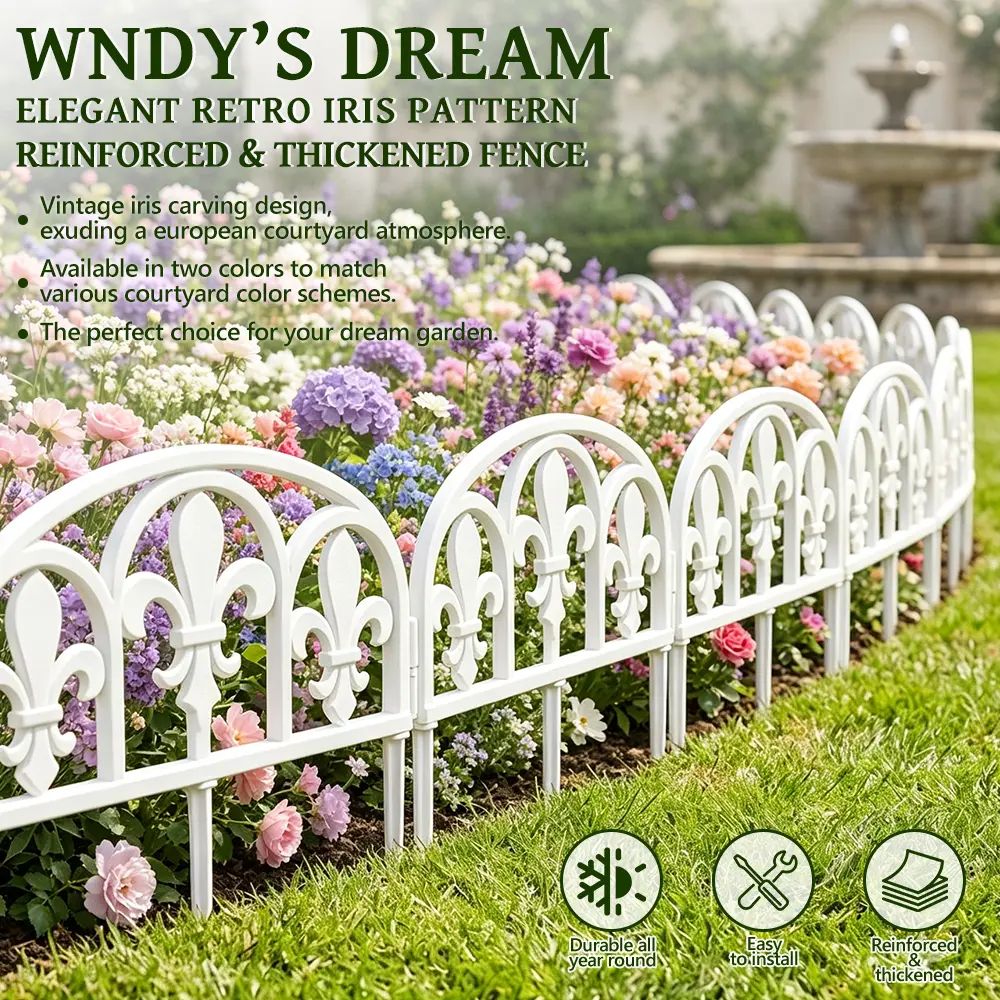 10pcs Decorative Garden Fence Panels And Borders, Heavy Duty Plastic Outdoor Landscape Edging Fencing with End, Suitable for Outside Patio, Yard, Flower Bed, Etc. Easy to Install Fence Panels for Animal Barrier