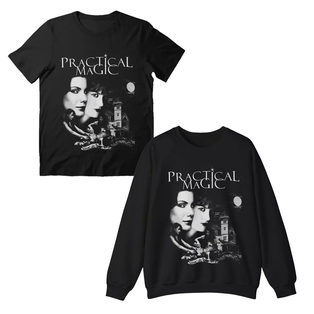 HOT Practical Magic Horror T-Shirt, Apothecary Halloween Horror Tee, Black Costume T-Shirt, One Side, Unisex Menswear Top Tee, Heavy Cotton Fabric