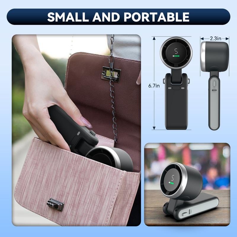 PLAYHOT Portable Handheld Turbo Fan, 5 Gear Wind,4000mAh Battery Operated, Up to 10 Working Hours, 3 IN 1 Hand Fan Rechargeable with Air Turbo Tech Cooling Fan for Outdoor Activities, Travel, Working, Summer Selected Products