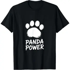 100% Cotton Funny Panda Power cute panda footprint meme for panda lovers T-Shirt