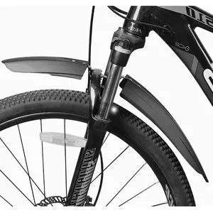 2-Piece Wide Profile Adjustable Bike Fenders Set with Built-in Red Taillight - High-Strength PP Plastic & Nylon for MTB & Road Bikes - All-Weather Protection, Easy Install & Portable Design