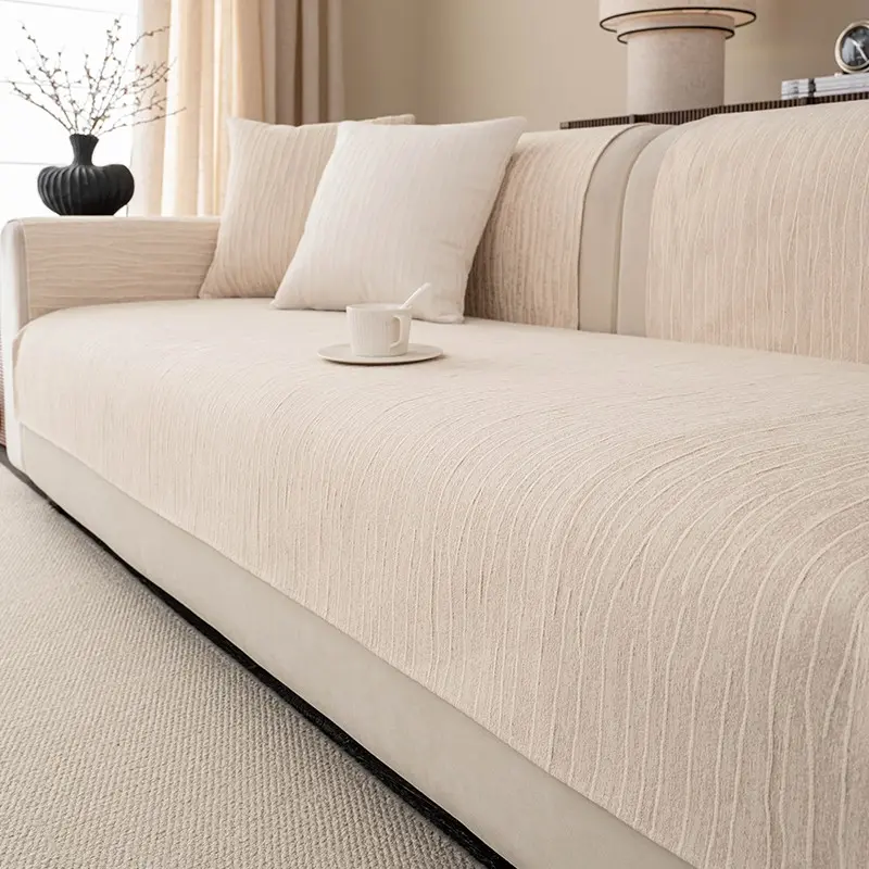 1pc Chenille Sofa Cushion, Pet-Friendly Non-Slip Decor, Polyester Material, Suitable for Chaise Longue, Reusable