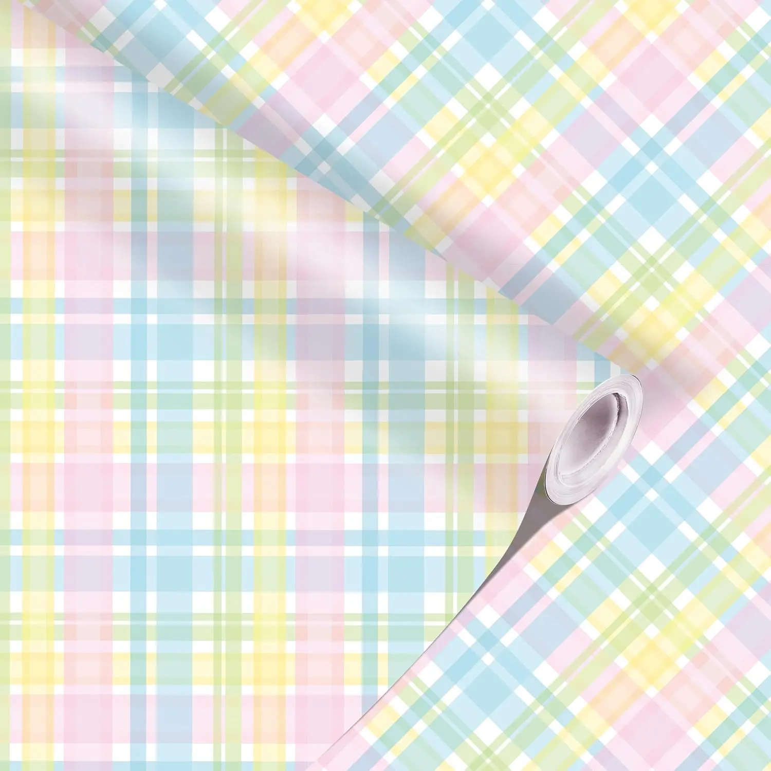 1 Roll Pastel Buffalo Plaids Wrapping Paper Mini Roll - 17 In x 33 Ft - Easter Pastel Palids  Wrap Paper for Easter Holiday Spring  Shower Party Supplies