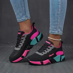 Women's Vintage Round-Toe Lace-Up Soft-SoleComfortable Sneakers, Casual Versatile Breathable SummerDaily Running Solid Color Sneakers, Women Shoes