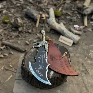 JW SteelCrafts Chaos Inspired Recurve Bowie Knife with Rune Engraving and Dragon Guard