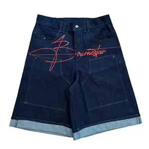 Script Denim Jorts - Unisex Straight Fit Indigo Cotton Denim Shorts, Handmade, Durable & Comfortable