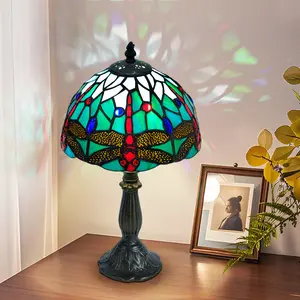 Dragonfly of Freedom Stained Glass Lamp, 8" Handmade Tiffany Style, Symbol of a Free Spirit (Bulb Incl.)
