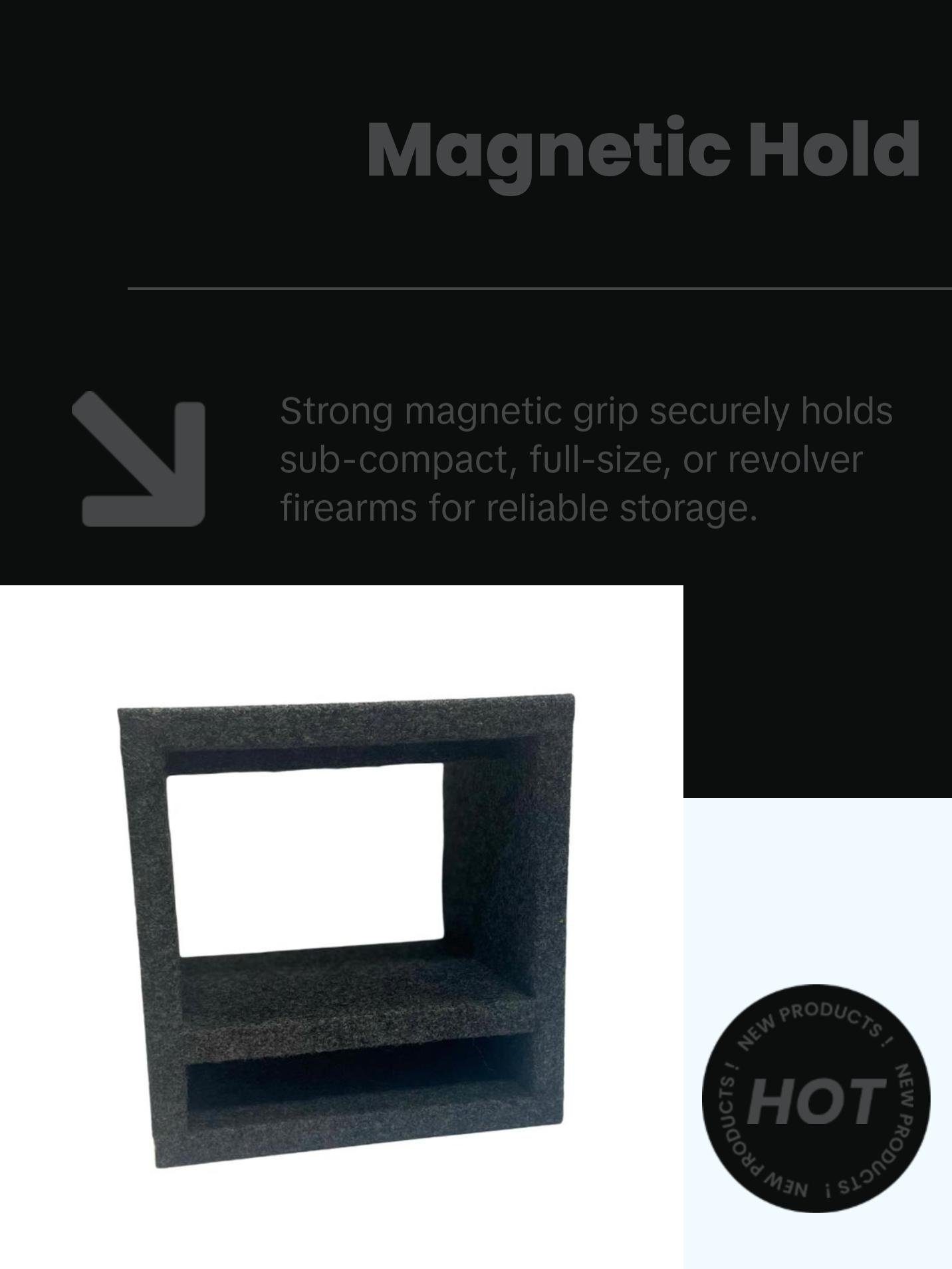 Magnetic Pistol Rack with Magazine Storage - Black Concrete Design for Easy Installation and Versatile Use