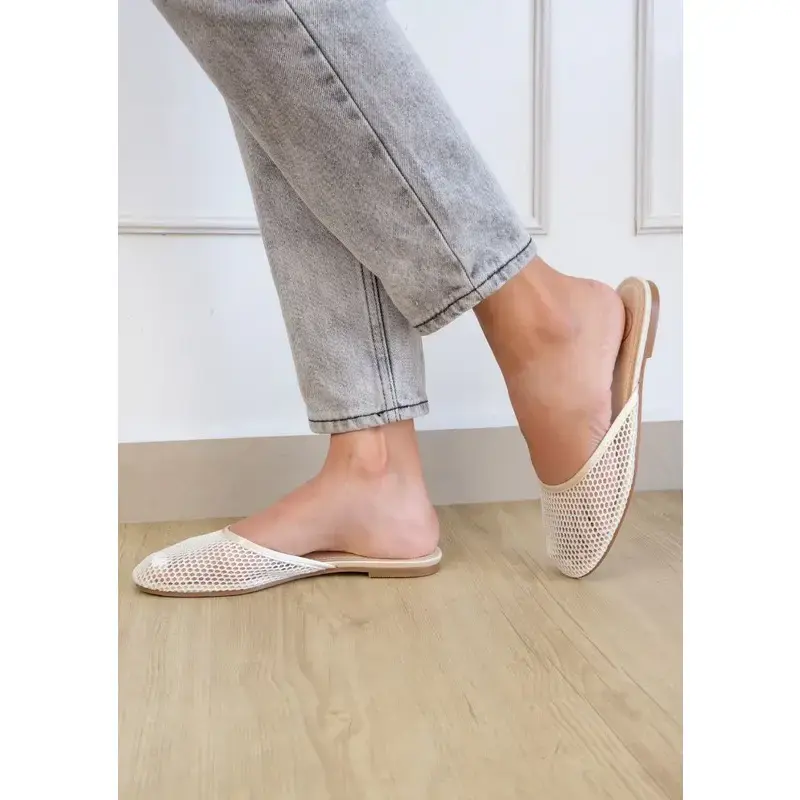 Women's Pointed Toe Flats, Fashionable Slip-On Mesh Ballerina Shoe with a Sophisticated Slingback Design, Footwear, Everyday Shoes, Casual Wear