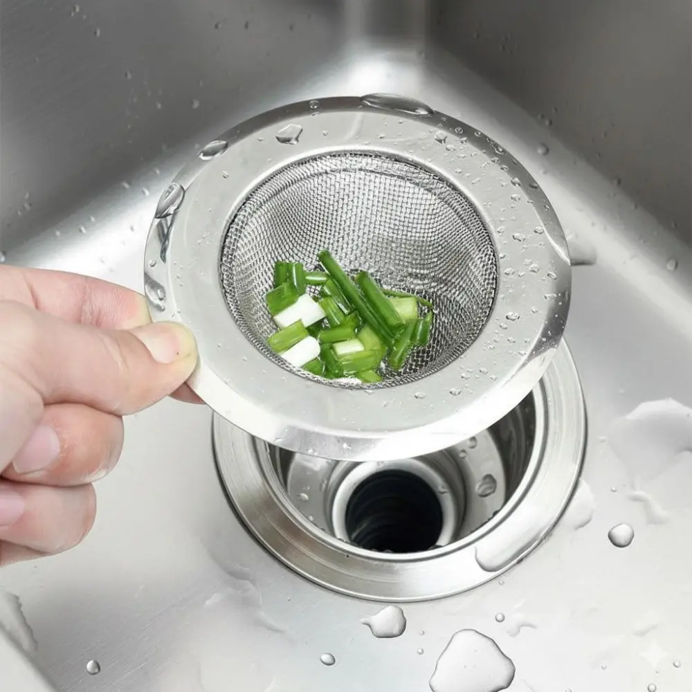 Stainless Steel Sink Hair Catcher, Reusable Drain Cover for Kitchen Bathroom Dishwasher, Anti-Clog Anti-Mold Universal Drain Filter, Rustproof & Corrosion-Resistant, Bathroom Essentials Accessories