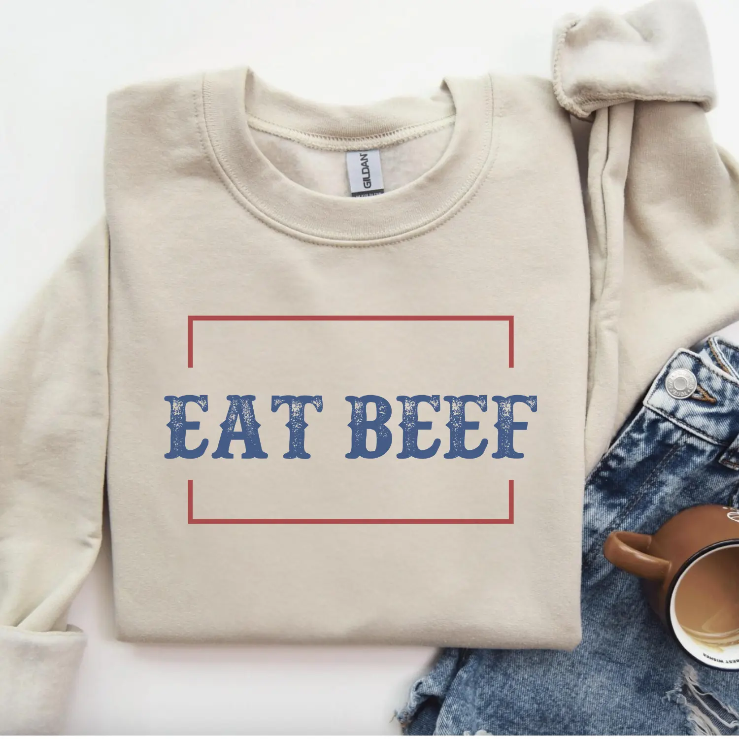 Eat Beef Western Crewneck Sweatshirt, T-shirt, Hoodie, Support Local Farmer Shirt, Gift For Mom RQSKW