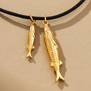 Stainless Steel Conch Necklace Tropical Fish Pendant DIY Retro Marine Life Men and Women Jewelry