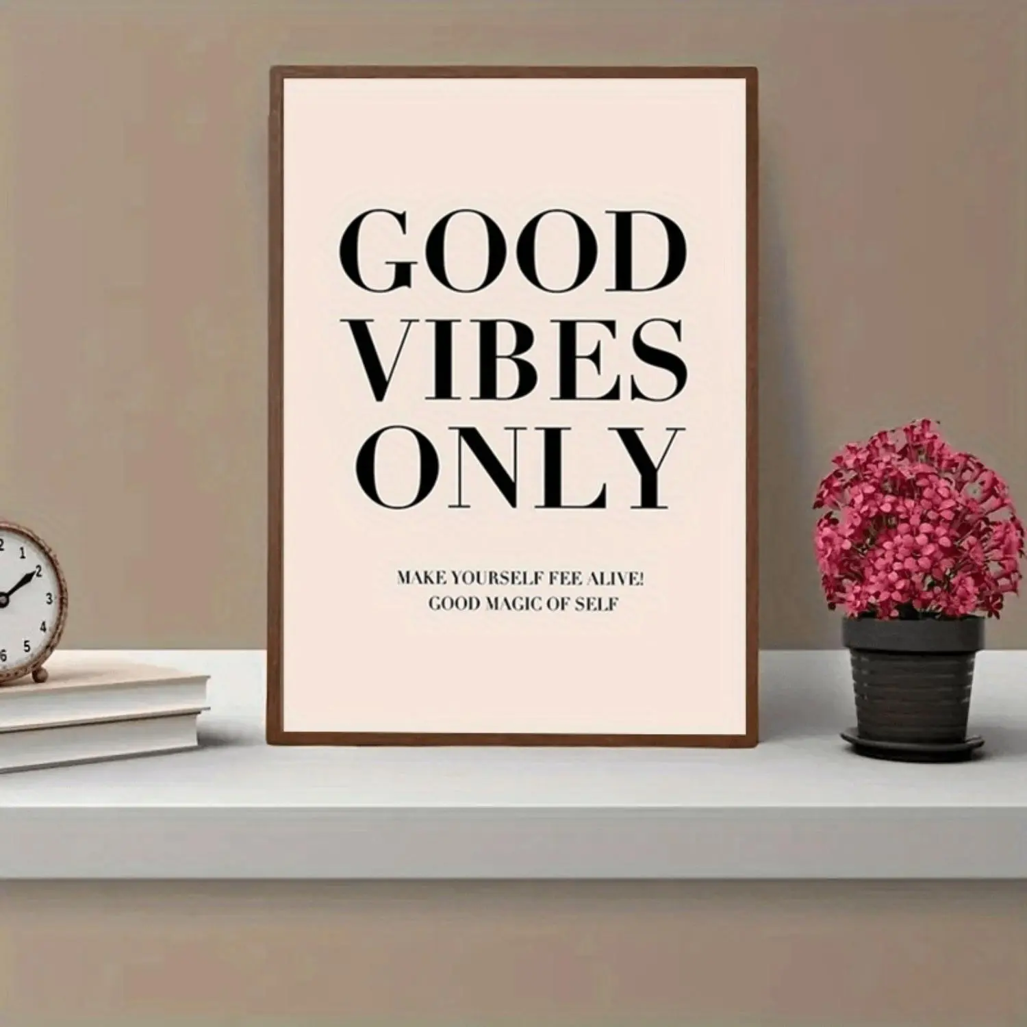 2D Flat, 2D Flat, 1pc Unframed Wall Art Featuring Positive Vibes Only, Motivational Canvas Prints with Inspirational Quotes, Minimalist Design, Modern Artwork for Home Decor, Vintage Style Posters Suitable for Living Rooms, Bedrooms, Home Offices