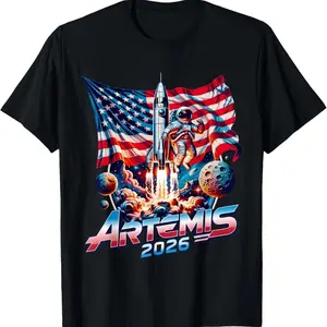 Space lover Artemis 2026 Rocket Launch T-Shirt, Launch to The Moon Landing Shirt, American Moon Mission II T-Shirt, NASA Program Fan Tee