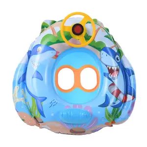 Inflatable Pool Float with Steering Wheel, Cute Cartoon Print Swim Float, Portable Water Float for Pool & Beach, Pool Floaties, Multi-Style Available