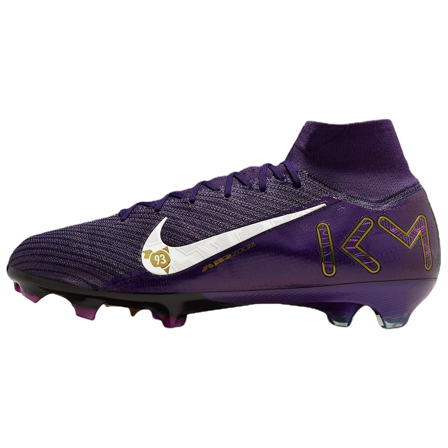 Men's Nike Mercurial Superfly 10 Elite FG Football Cleats - Kylian Mbappé Collaboration, Purple Rice Color, Flyknit Upper, FG Rubber Sole, Aerodynamic Look, Comfort, Versatility, Slip-Resistant Durability, House White Official Maison Mihara Shoes