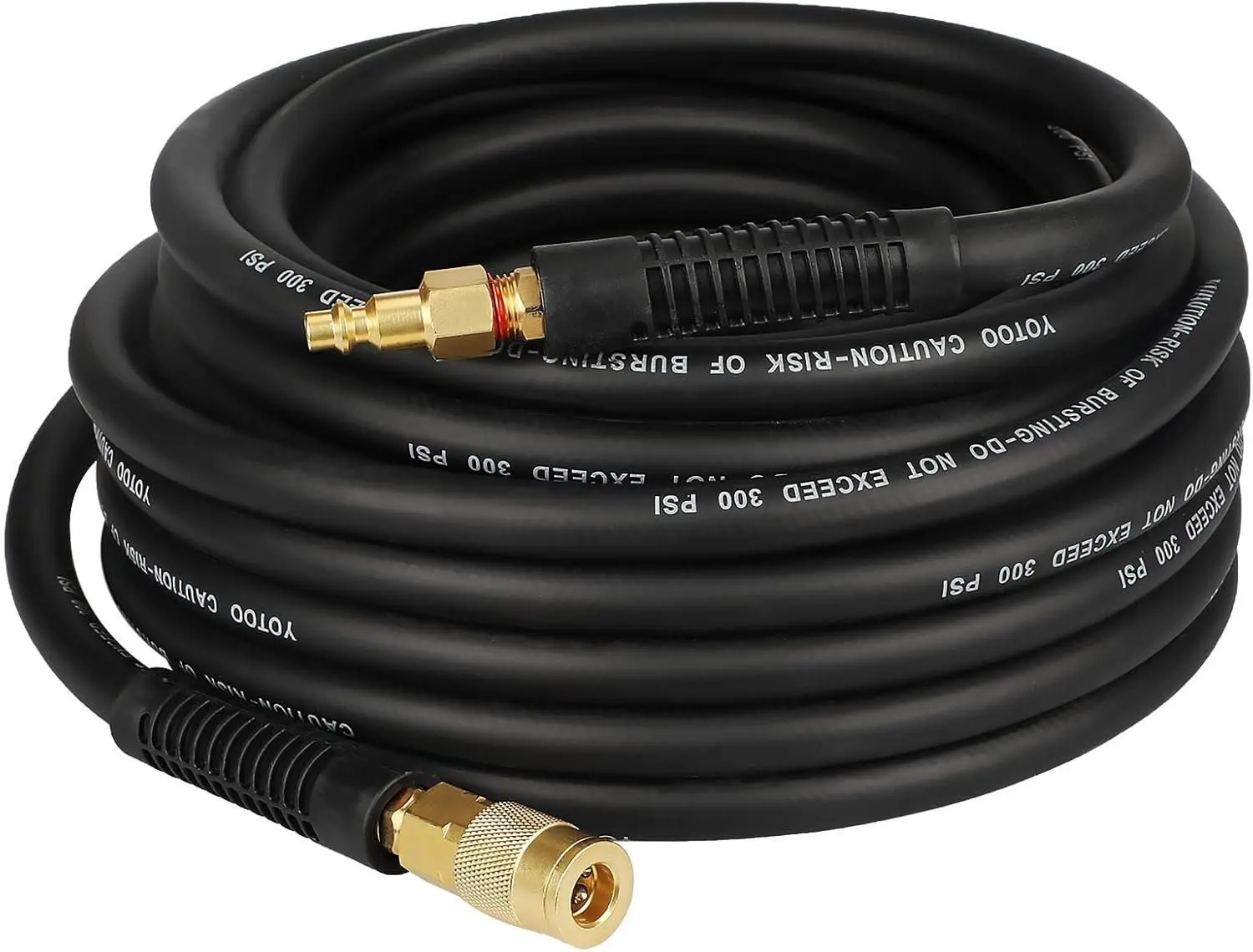 Hybrid Air Hose 3/8-Inch by 50- 300 PSI Heavy Duty, Lightweight, Kink Resistant, -Weather Flexibility with 1/4-Inch Industrial Quick Coupler Fittings, Bend Restrictors, Black