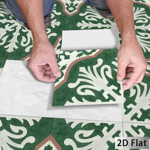 10 Pack Vintage Pattern Self-Adhesive Floor Tiles, Waterproof Durable PVC Material, Universal Use for Bedroom Kitchen Walls Flooring