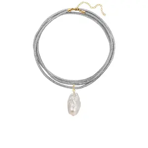 Lili Claspe Raya Pearl Wrap Necklace in Gold