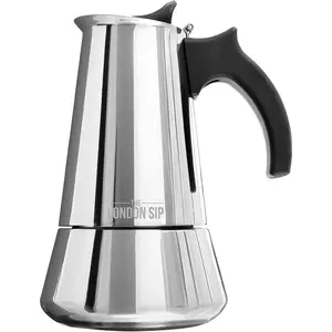 Stainless Steel Stovetop Espresso Maker Moka Pot Italian Coffee Percolator, Silver, 6 Espresso Cups