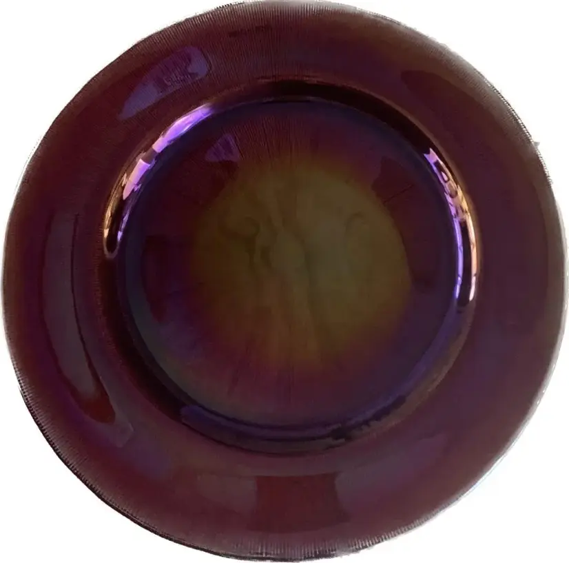 TigerChef Round Glass Red Iridescent Charger Plate 13" / 8 Pack