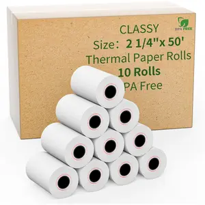 2 1/4" x 50' feet Thermal Paper 10 Rolls POS Cash Register Receipt Paper Fits All POS Cash Registers