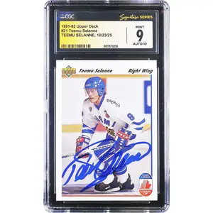 Teemu Selanne Finland Autographed 1991-92 Upper Deck #21 CGC Authenticated 9/10 Rookie Card - Fanatics Authentic Certified