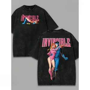 Atom Eve X Mark V2 Invincible War Vintage Washed Graphic T Shirt Dark Anime Retro Streetwear Unisex Oversized Loose Fit Casual Cotton Tee Trendy Daily Fashion Top For Anime Fans