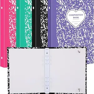 4 Pack A5 Binder 6 Rings Composition Notebook Planner Binder with Elastic Band Closure Hard Cover Protector for Journal Notebook Inserted Sheets and Refill Paper(Case only)