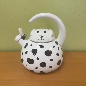 Enamel on Steel Whistling Tea Kettle, Stovetop Teakettle (2.1 Quart, Dalmatian)