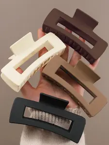 Solid Color Hair Claws, Casual Versatile Hair Accessories for Women, Minimalist Headwear Suitable for Thick Hair, Fashion Hair Accessories for Party, Daily Clothing Decor, Hair Clips, Flat Claw Clips