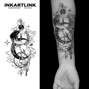 INKARTLINK Tattoo Tech,Land animal series, fox panda and other styles Tattoo, 2 Sheets Extra-Large Semi Permanent Tattoo, Adult Art Design Temporary Tattoos, Lasts 1-2 Weeks, Waterproof, Realistic Look, No Adhesive, No Reflection (Fox God Design)
